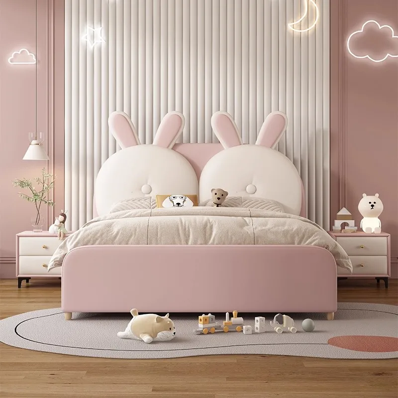 Cartoon Rabbit Children's Bed Modern Creative Durable Wood Pink Princess Bed with Soft Bag Backrest for Hotel Apartment Use
Cartoon Rabbit Children's Bed Modern Creative Durable Wood Pink Princess Bed with Soft Bag Backrest for Hotel Apartment Use