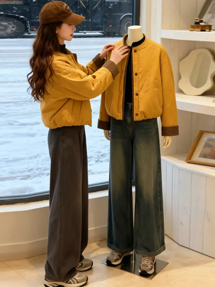 Yellow Color Blo Cotton Jaet Women's Loose Warm Coat Korean Sle Commute Faion Autumn Winter New Arrival Casual Wear
Yellow Color Blo Cotton Jaet Women's Loose Warm Coat Korean Sle Commute Faion Autumn Winter New Arrival Casual Wear
