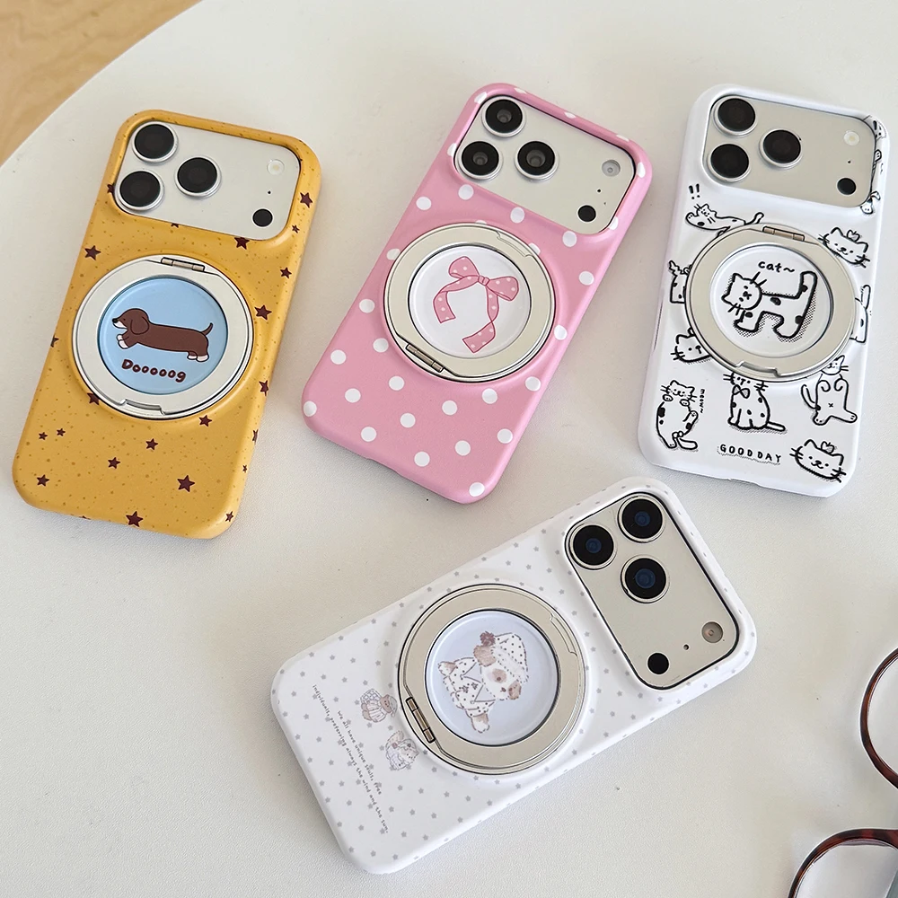 Cute Puppy Polka Dots Magnet Ring Rotating Folding Magnetic Stand Holder Case for iPhone 17pro 15 16Pro Max Cartoon Kitten Cover
Cute Puppy Polka Dots Magnet Ring Rotating Folding Magnetic Stand Holder Case for iPhone 17pro 15 16Pro Max Cartoon Kitten Cover