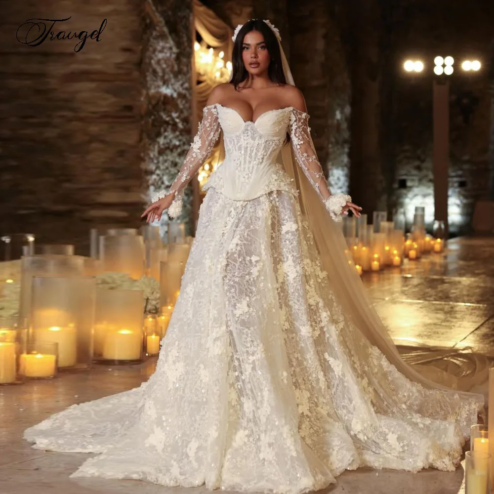 Customized A-Line Wedding Dresses Sweetheart Off The Shoulder Vestido De Novia Lace Embroidery Charming Chic Robe De Mariee
Customized A-Line Wedding Dresses Sweetheart Off The Shoulder Vestido De Novia Lace Embroidery Charming Chic Robe De Mariee