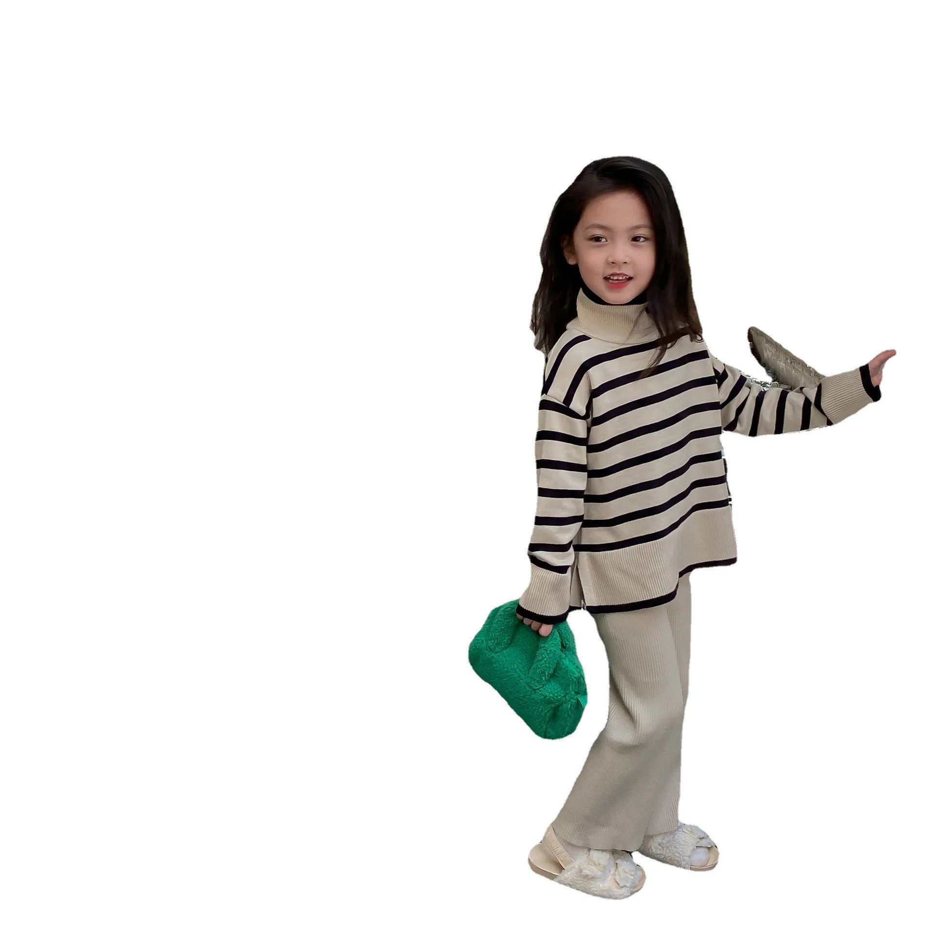 2023 Autumn New Children's Striped Wool Suit Kids Clothes Girls Turtleneck Pullover Sweater + Solid Color Knitted Wide-leg Pants
2023 Autumn New Children's Striped Wool Suit Kids Clothes Girls Turtleneck Pullover Sweater + Solid Color Knitted Wide-leg Pants