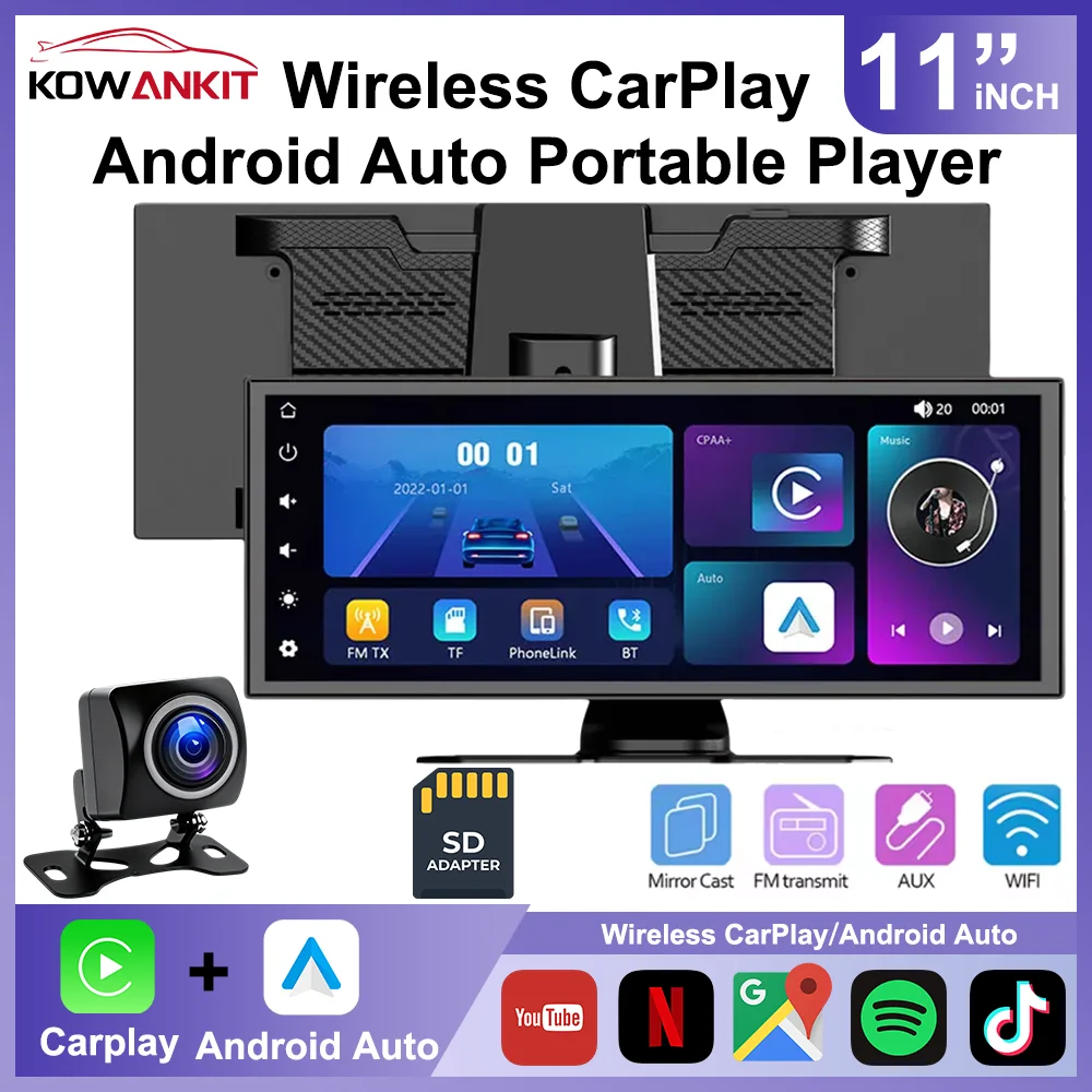 Универсальный 11-дюймовый сенсорный экран, беспроводной CarPlay, Android Auto, мультимедийный автомобильный радиоприемник, FM WIFI BT, навигация, KowanKit, MP5, видеоплеер
Универсальный 11-дюймовый сенсорный экран, беспроводной CarPlay, Android Auto, мультимедийный автомобильный радиоприемник, FM WIFI BT, навигация, KowanKit, MP5, видеоплеер