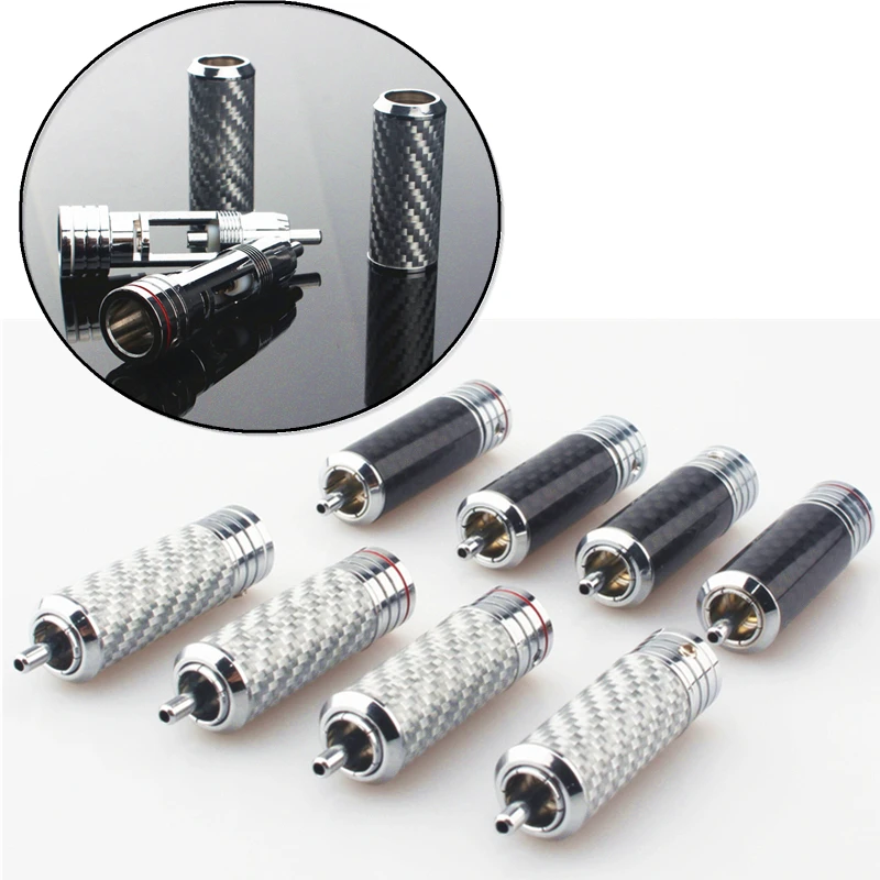HiFi Audio Adapter Brass Copper Rhodium Plated RCA Plug Carbon Fiber RCA Connector
HiFi Audio Adapter Brass Copper Rhodium Plated RCA Plug Carbon Fiber RCA Connector