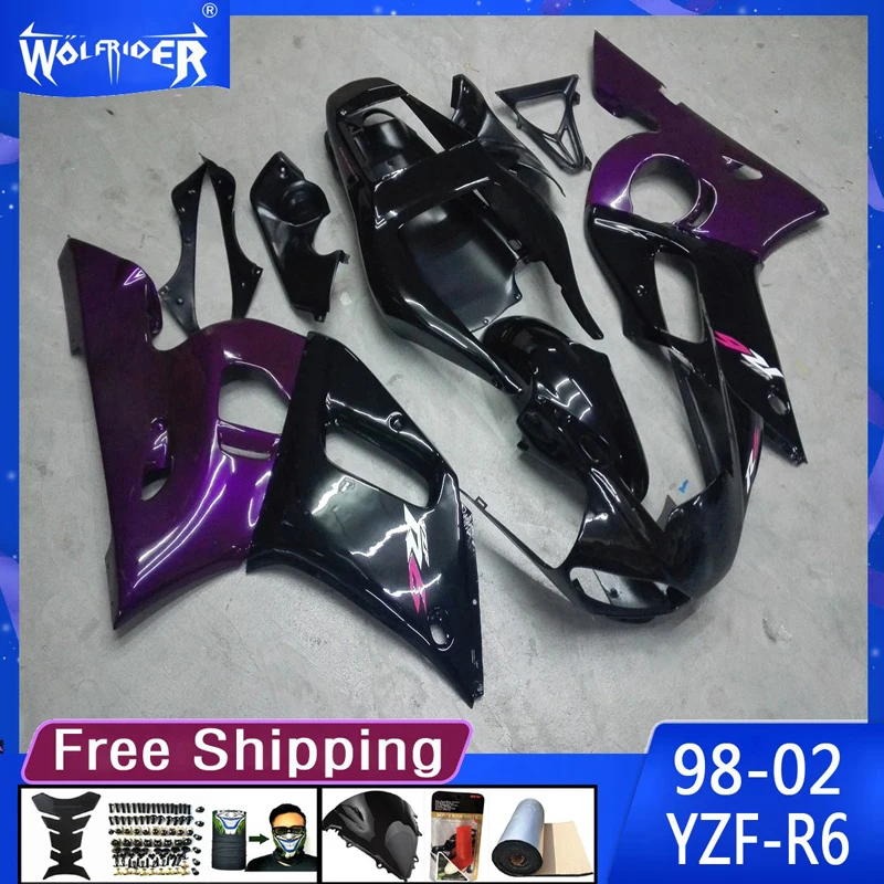Обтекатель из АБС-пластика для мотоцикла, модель 1998-2002 YZFR6 98 99 00-02, обтекатель для мотоцикла, черный цвет, изготовитель, индивидуальный Чехол