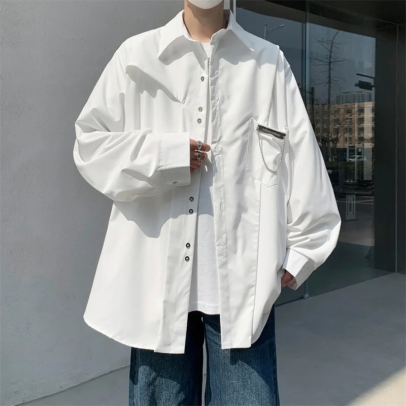 Casual Long Sve Men's irt Chain Design Oversize Versatile Spring Faion Loose Fit Youthful Sle No Brand Registered
Casual Long Sve Men's irt Chain Design Oversize Versatile Spring Faion Loose Fit Youthful Sle No Brand Registered