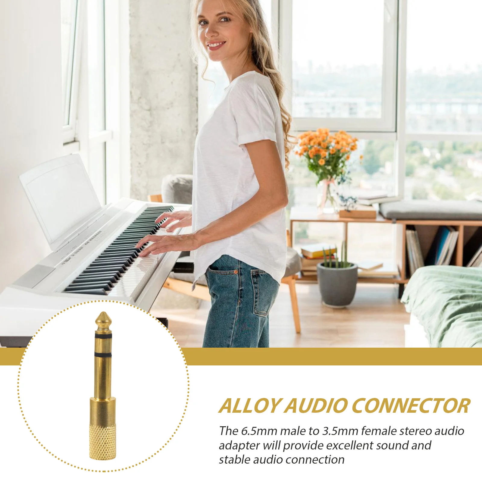 1pcs 6.5mm Male to 3.5mm Female Audio Adapter Golden Stereo Converter AUX Microphone Headphone Plug Compatible Guitar Amp Piano
1pcs 6.5mm Male to 3.5mm Female Audio Adapter Golden Stereo Converter AUX Microphone Headphone Plug Compatible Guitar Amp Piano