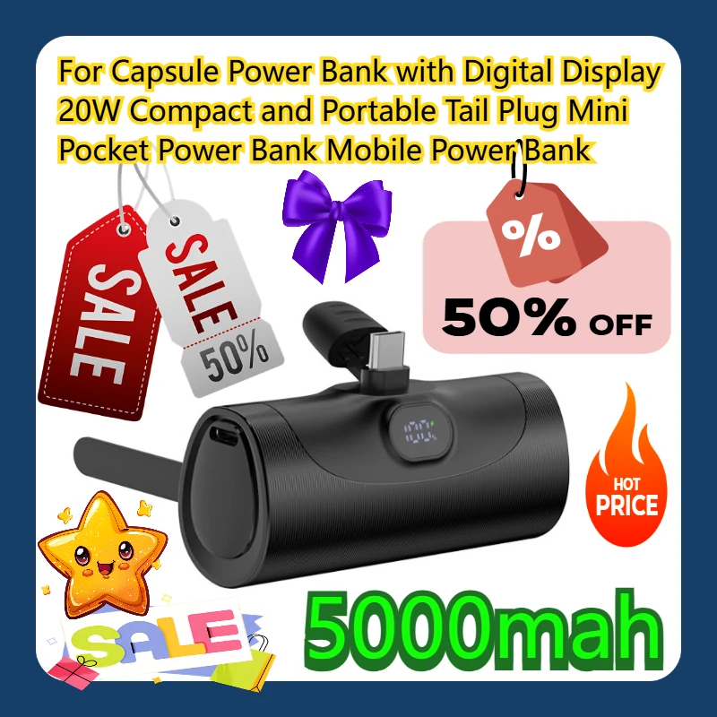 For Capsule Power Bank with Digital Display 20W Compact and Portable Tail Plug Mini Pocket Power Bank Mobile Power Bank 
For Capsule Power Bank with Digital Display 20W Compact and Portable Tail Plug Mini Pocket Power Bank Mobile Power Bank