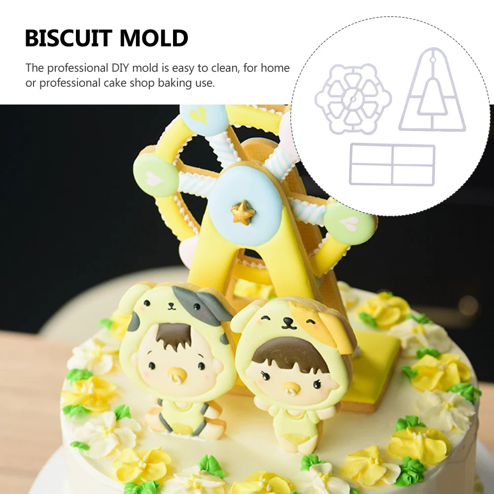 3Pcs Ferris Wheel Cookie Mold Plastic Biscuit Cutter Non-Stick Embossing Sugarcraft Cake Making Mold Cake Decor Mould
3Pcs Ferris Wheel Cookie Mold Plastic Biscuit Cutter Non-Stick Embossing Sugarcraft Cake Making Mold Cake Decor Mould