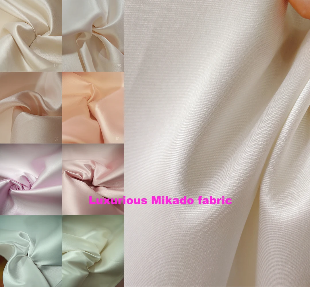 Атласная ткань Микадо цвета слоновой кости для свадебного платья, тяжелый свадебный материал, блестящая структурированная ткань для вечернего платья
Атласная ткань Микадо цвета слоновой кости для свадебного платья, тяжелый свадебный материал, блестящая структурированная ткань для вечернего платья