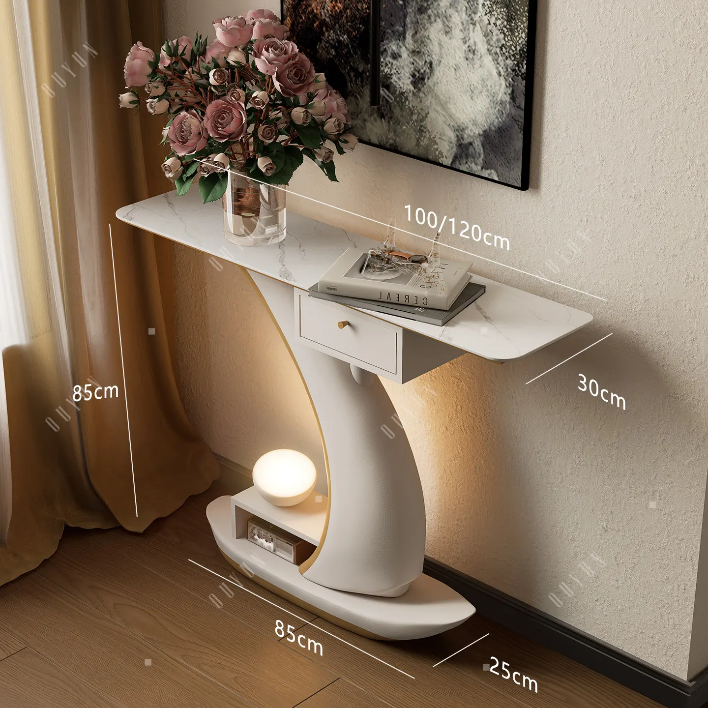 PYJ entrance table modern light luxury entrance hall table sailboat shape table with drawers
PYJ entrance table modern light luxury entrance hall table sailboat shape table with drawers