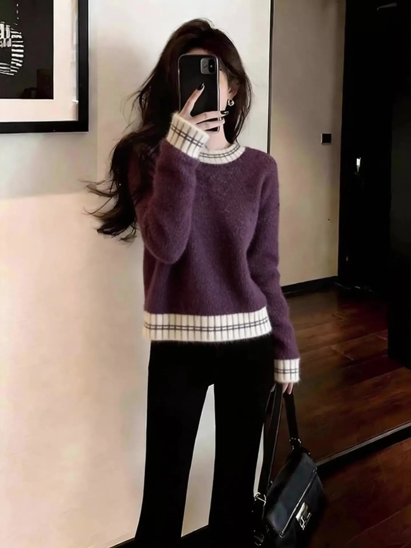 Женский мягкий ленивый высококачественный фиолетовый круглый вязаный свитер Ne Long Sve Свободный крой Удобный зимний шерстяной свитер для поездок на работу
Женский мягкий ленивый высококачественный фиолетовый круглый вязаный свитер Ne Long Sve Свободный крой Удобный зимний шерстяной свитер для поездок на работу