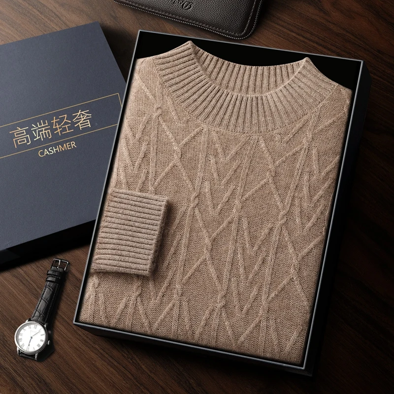 100% Pure Cashmere Sweater Men's Half High Collar Solid Color Knit Pullover Autumn/Winter New Business Casual Long Sleeved Tops
100% Pure Cashmere Sweater Men's Half High Collar Solid Color Knit Pullover Autumn/Winter New Business Casual Long Sleeved Tops