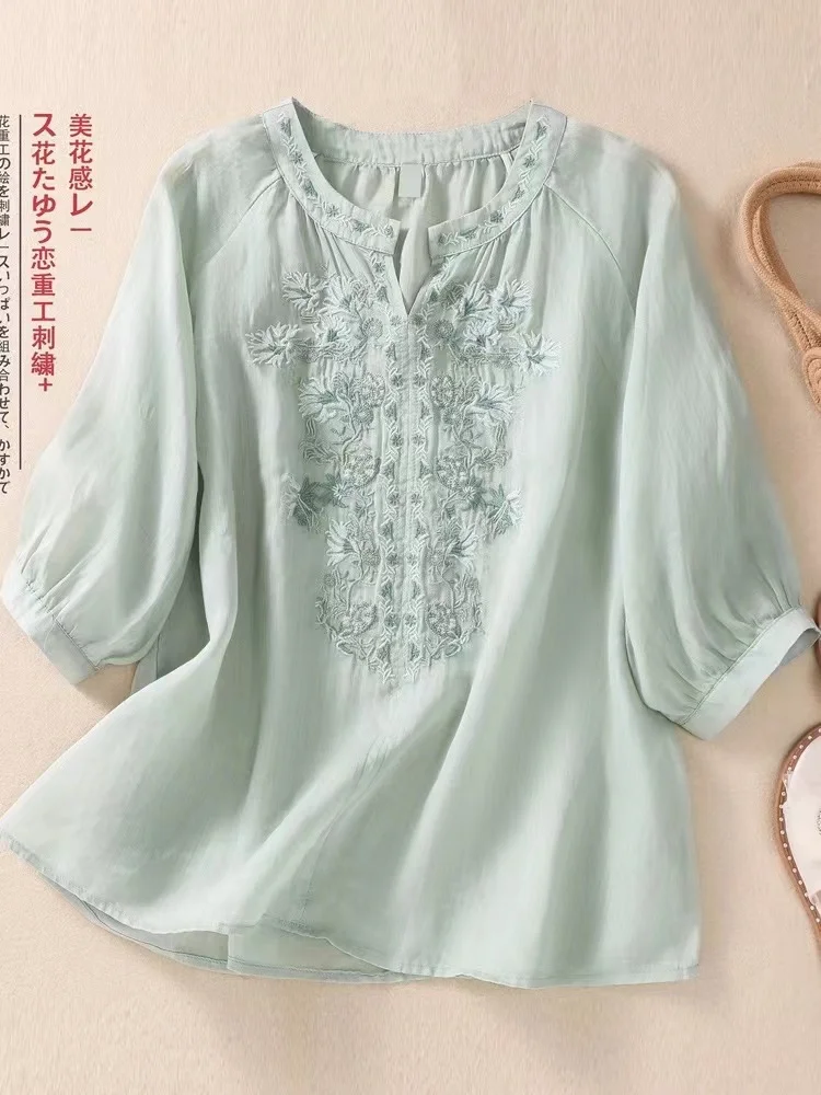Women Pure Cotton Embroidered Shirt Summer Vintage Lightweight Short Sleeve Blouse Women Tops Camisas TS-886
Women Pure Cotton Embroidered Shirt Summer Vintage Lightweight Short Sleeve Blouse Women Tops Camisas TS-886