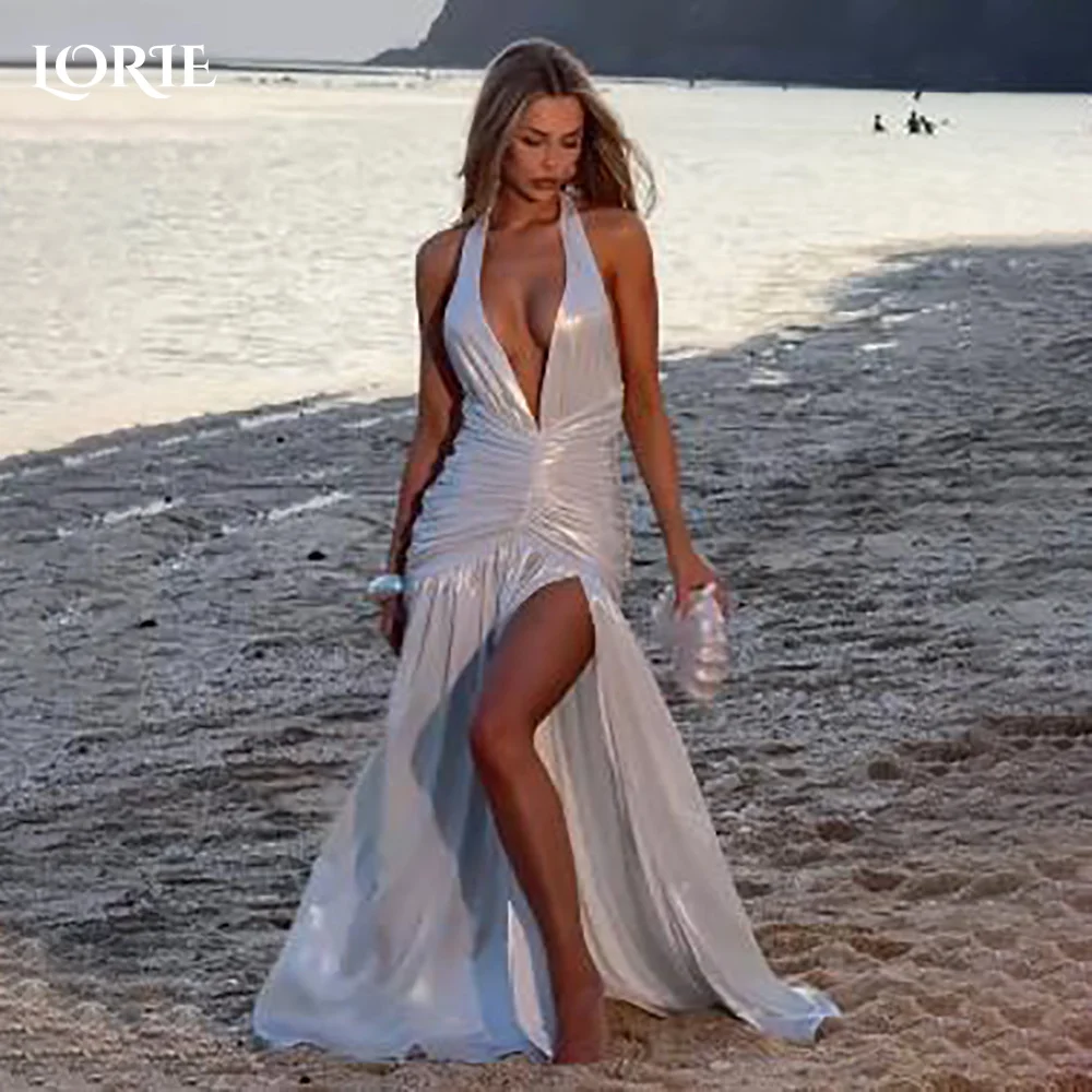 LORIE Modest Crepe Slit Evening Dresses Elegant V Neck Mermaid Shiny Leather Pleats Arabia Prom Gown Party Dresses Customized
LORIE Modest Crepe Slit Evening Dresses Elegant V Neck Mermaid Shiny Leather Pleats Arabia Prom Gown Party Dresses Customized