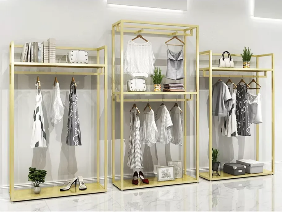 IronworkClothing Store Display Rack Double-layer High Cabinet Hanging Hanger Men's And Women's Clothing Store Side Hanging Gold
IronworkClothing Store Display Rack Double-layer High Cabinet Hanging Hanger Men's And Women's Clothing Store Side Hanging Gold
