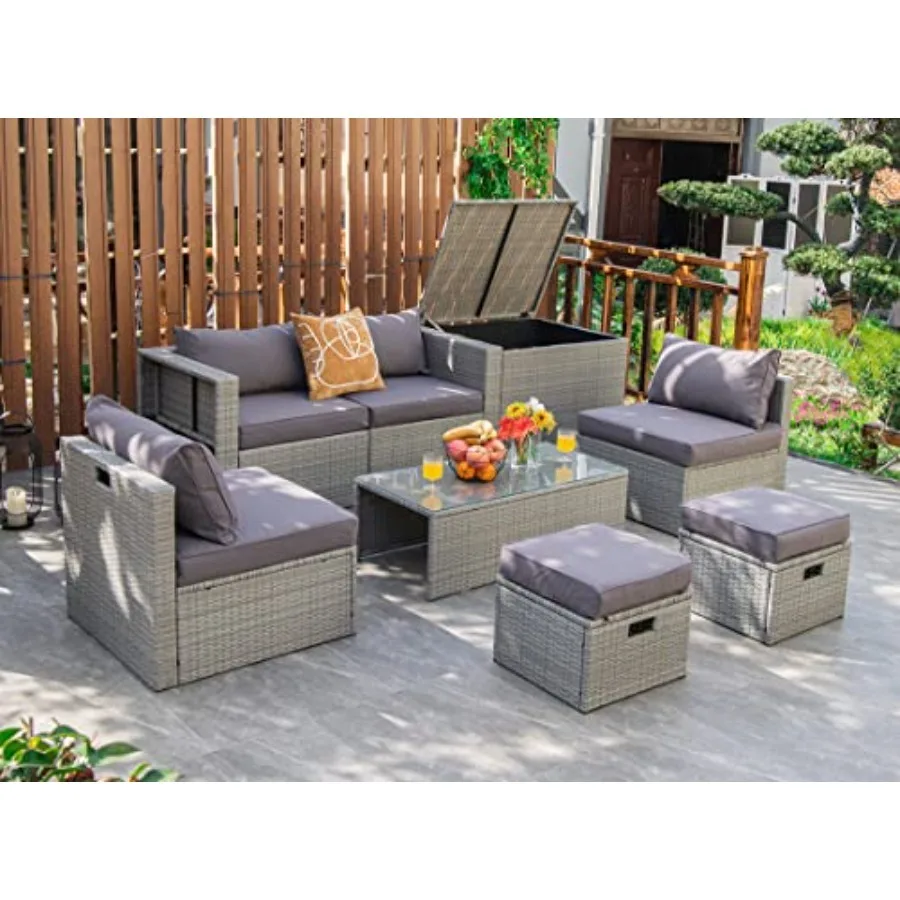 8 Pcatio Wier Furnie Set, Patiojoy Spe SavinOutdoor PE an Conversation Set wi Storage Box and Waterof Cover, Coffee ble, 2 Otto
8 Pcatio Wier Furnie Set, Patiojoy Spe SavinOutdoor PE an Conversation Set wi Storage Box and Waterof Cover, Coffee ble, 2 Otto