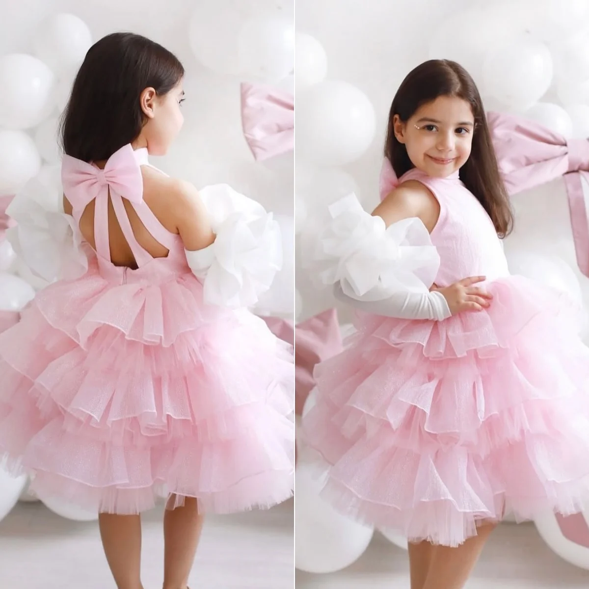 Pink Flower Girl Dresses for Wedding With Bow Layered Lovely Kids Birthday Ball Gown First Holy Communion Gowns Customized
Pink Flower Girl Dresses for Wedding With Bow Layered Lovely Kids Birthday Ball Gown First Holy Communion Gowns Customized