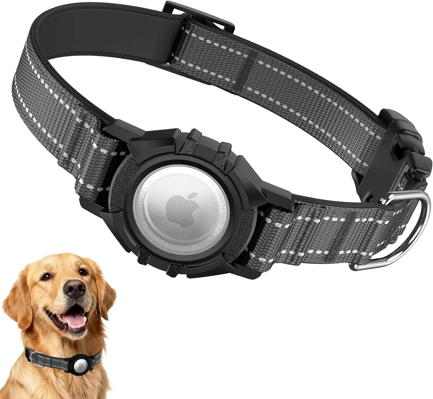 Waterproof Reflective Dog Collar with Airtag Holder, Durable Padded GPS Tracker for Dogs, Black Size S
Waterproof Reflective Dog Collar with Airtag Holder, Durable Padded GPS Tracker for Dogs, Black Size S