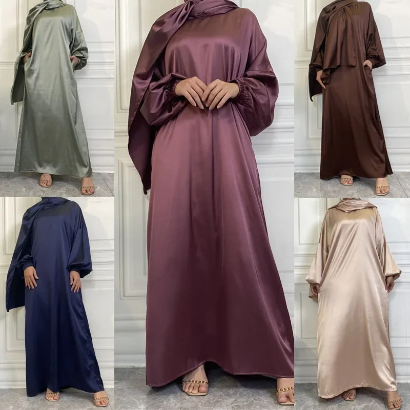 Muslim Fashion Women Islamic Satin Dress Hijab Scarf Arabic Abaya Dubai Long Sleeve Eid Mubarak Turkish Dresses Modest Clothes
Muslim Fashion Women Islamic Satin Dress Hijab Scarf Arabic Abaya Dubai Long Sleeve Eid Mubarak Turkish Dresses Modest Clothes