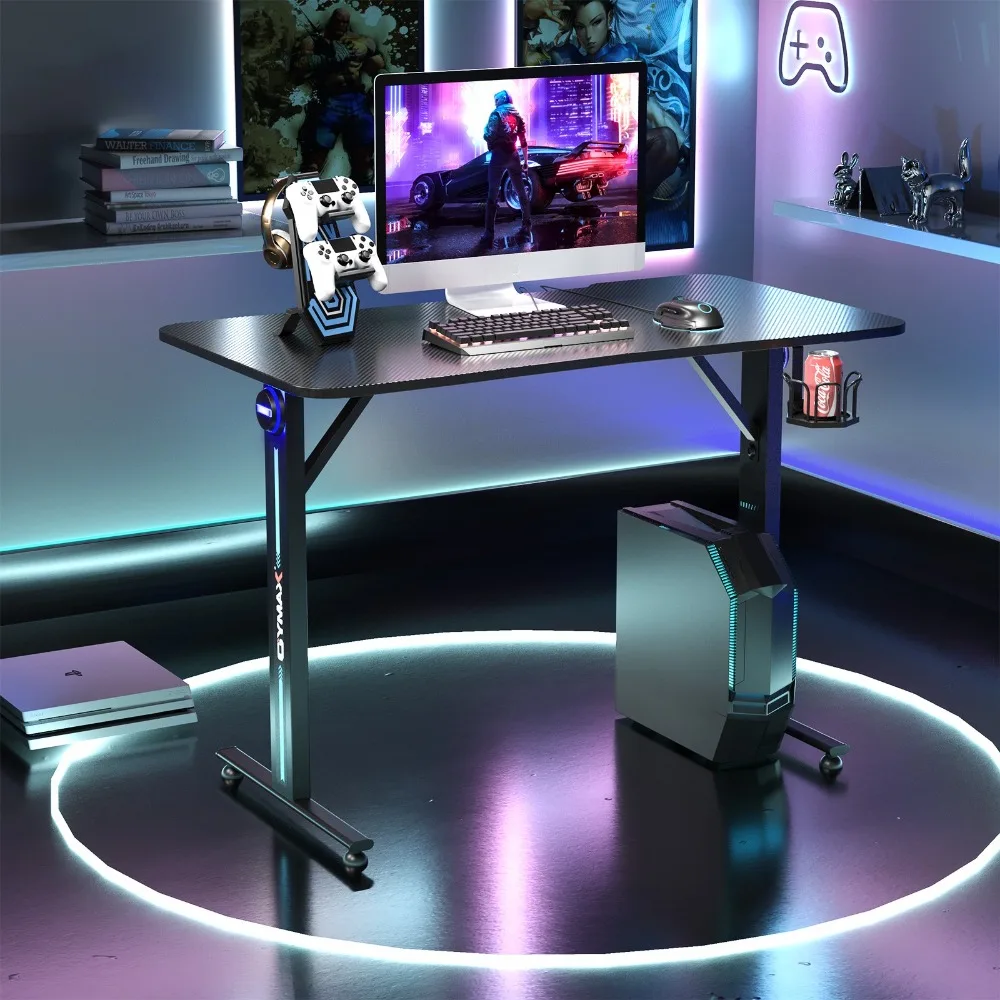 Gaming Desk Home Office PC Computer Desk w/LED Lignt&Gaming Handle Rack
Gaming Desk Home Office PC Computer Desk w/LED Lignt&Gaming Handle Rack