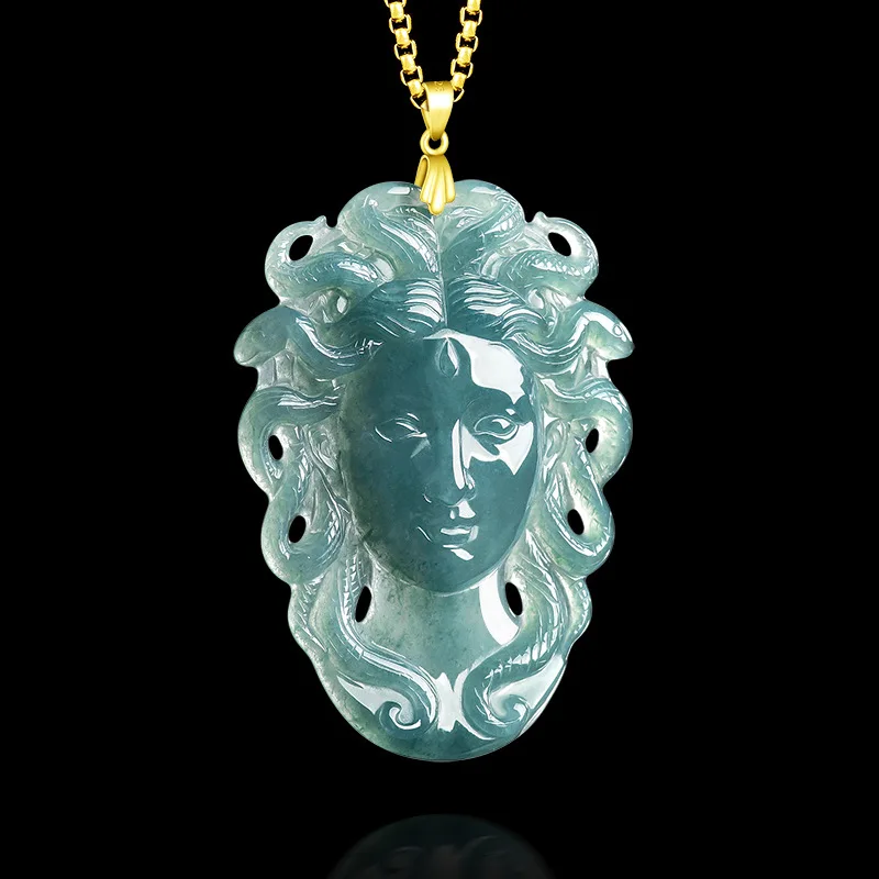 Myanmar Jadeite Medusa Pendant Necklace Real Jade Accessories Charm Talismans Gemstone Fashion 18K Gold Plated Gifts for Women
Myanmar Jadeite Medusa Pendant Necklace Real Jade Accessories Charm Talismans Gemstone Fashion 18K Gold Plated Gifts for Women