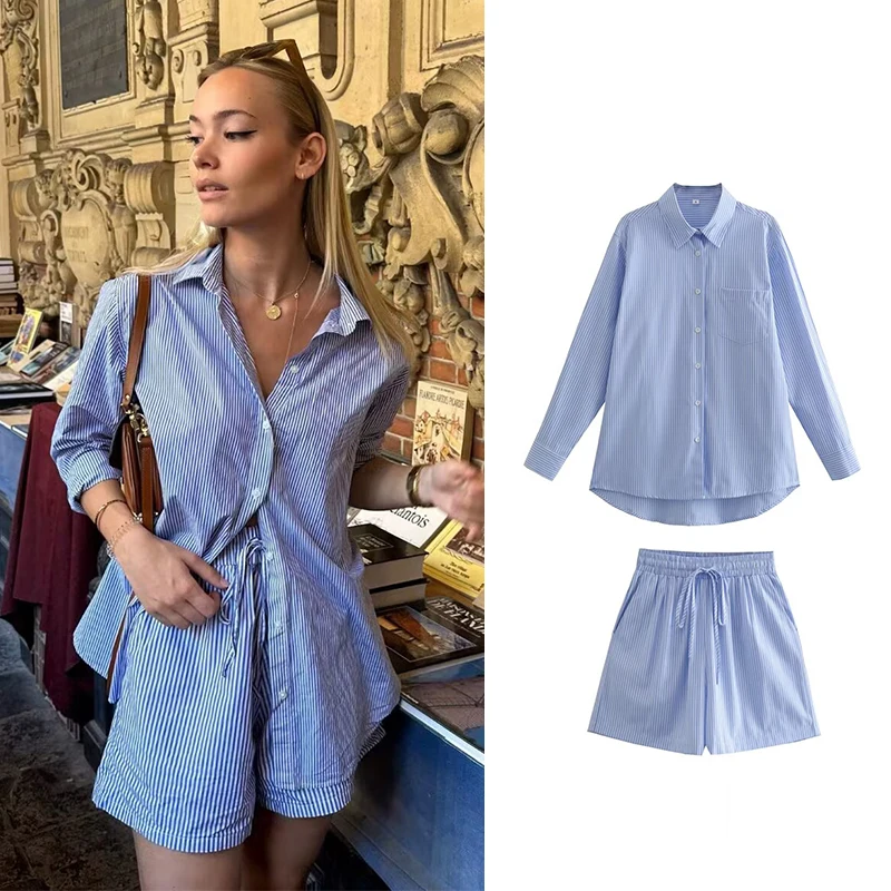 RAFZNB Elastic Waist Shorts Sets for Women Fashion Striped Shirts Tops Casual Women Suit Two Piece Set Womens Outfits
RAFZNB Elastic Waist Shorts Sets for Women Fashion Striped Shirts Tops Casual Women Suit Two Piece Set Womens Outfits