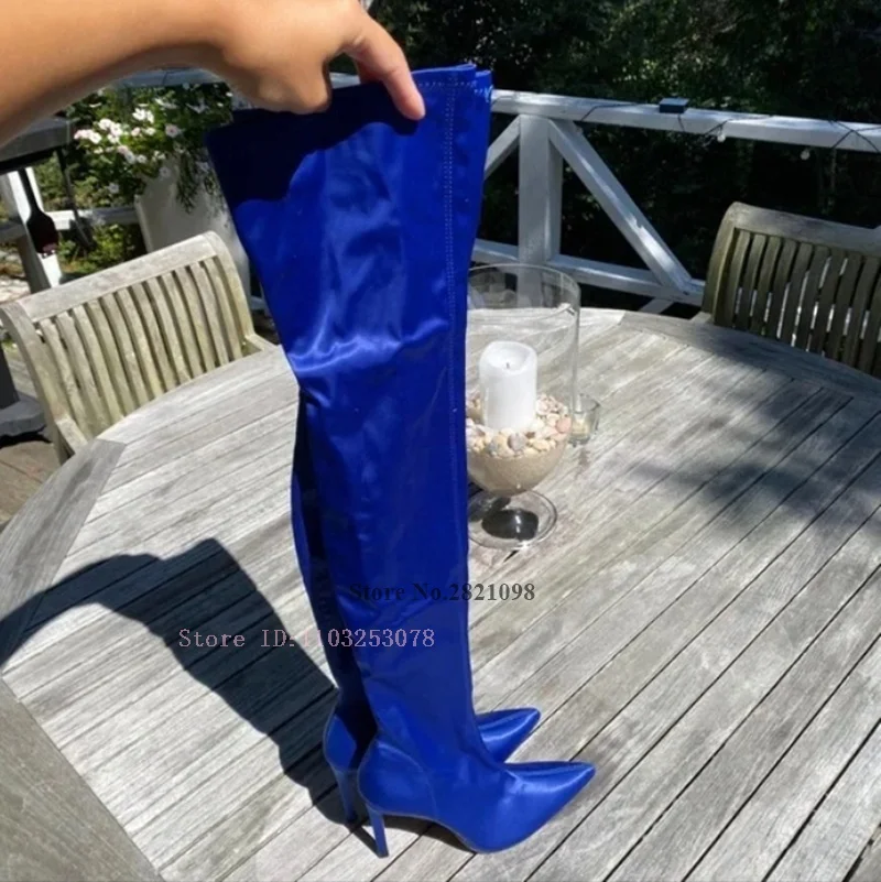 Thin Heeled Blue Diamond Satin High Heel Over The Knee Boots Pointed Toe Stilettos Heels Sexy Long Boots Women
Thin Heeled Blue Diamond Satin High Heel Over The Knee Boots Pointed Toe Stilettos Heels Sexy Long Boots Women