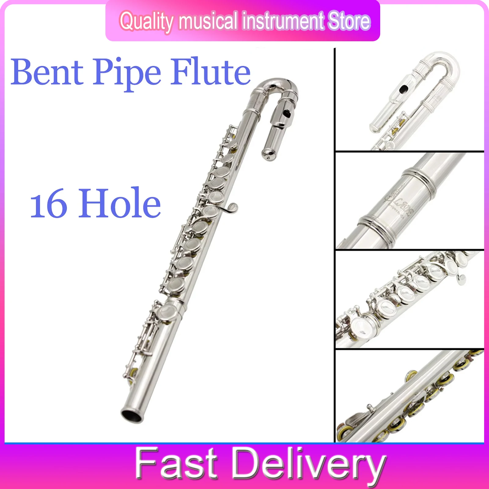 SLADE 16 Hole Flute Bent Tube Nickel Plated White Copper Tube Body Children's Flute Suitable For Performance With Accessories
SLADE 16 Hole Flute Bent Tube Nickel Plated White Copper Tube Body Children's Flute Suitable For Performance With Accessories