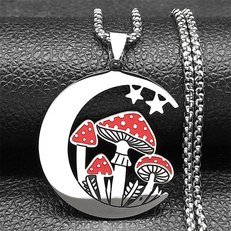 Red Witchcraft Moon Mushroom Pendant Necklace For Women Men Stainless Steel Silver Color Star Magic Chain Jewelry Gifts
Red Witchcraft Moon Mushroom Pendant Necklace For Women Men Stainless Steel Silver Color Star Magic Chain Jewelry Gifts