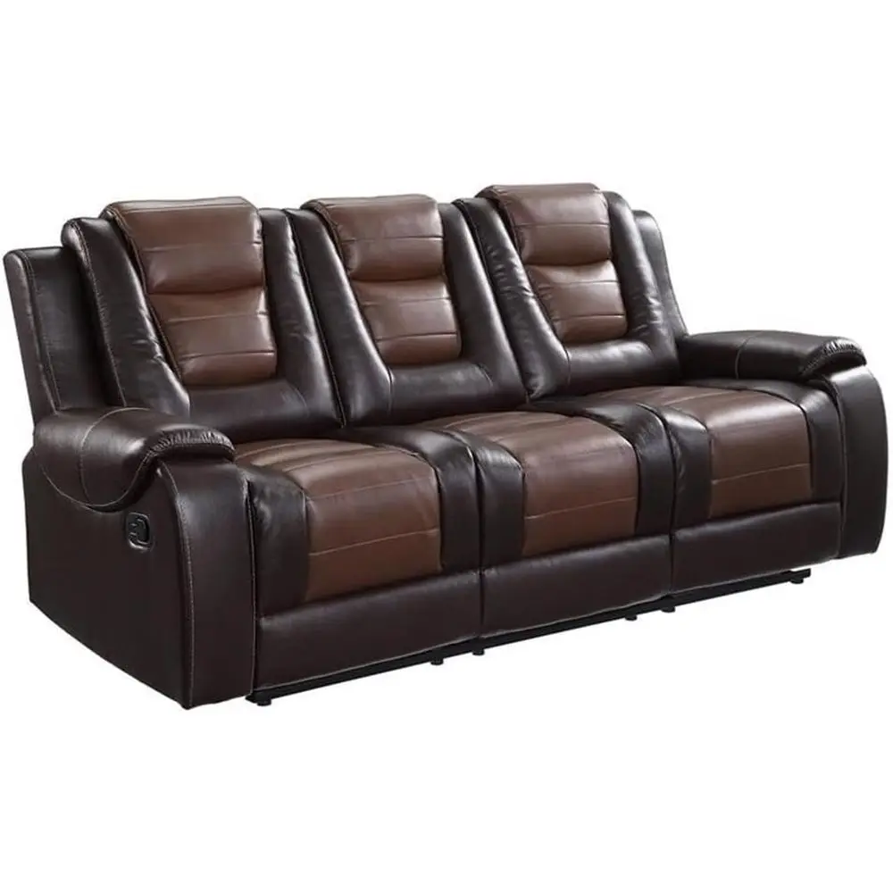 Double Reclining Sofa with Drop-Down Cup Holder in Two-Tone Brown Leather
Double Reclining Sofa with Drop-Down Cup Holder in Two-Tone Brown Leather