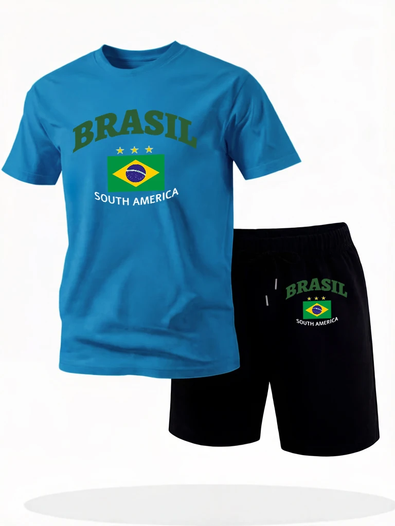 Brasil South America Print Jogging Summer Sportpants Casual Classic Short Of Male 2 Piece Set Cotton Simple All-Match Sportswear
Brasil South America Print Jogging Summer Sportpants Casual Classic Short Of Male 2 Piece Set Cotton Simple All-Match Sportswear