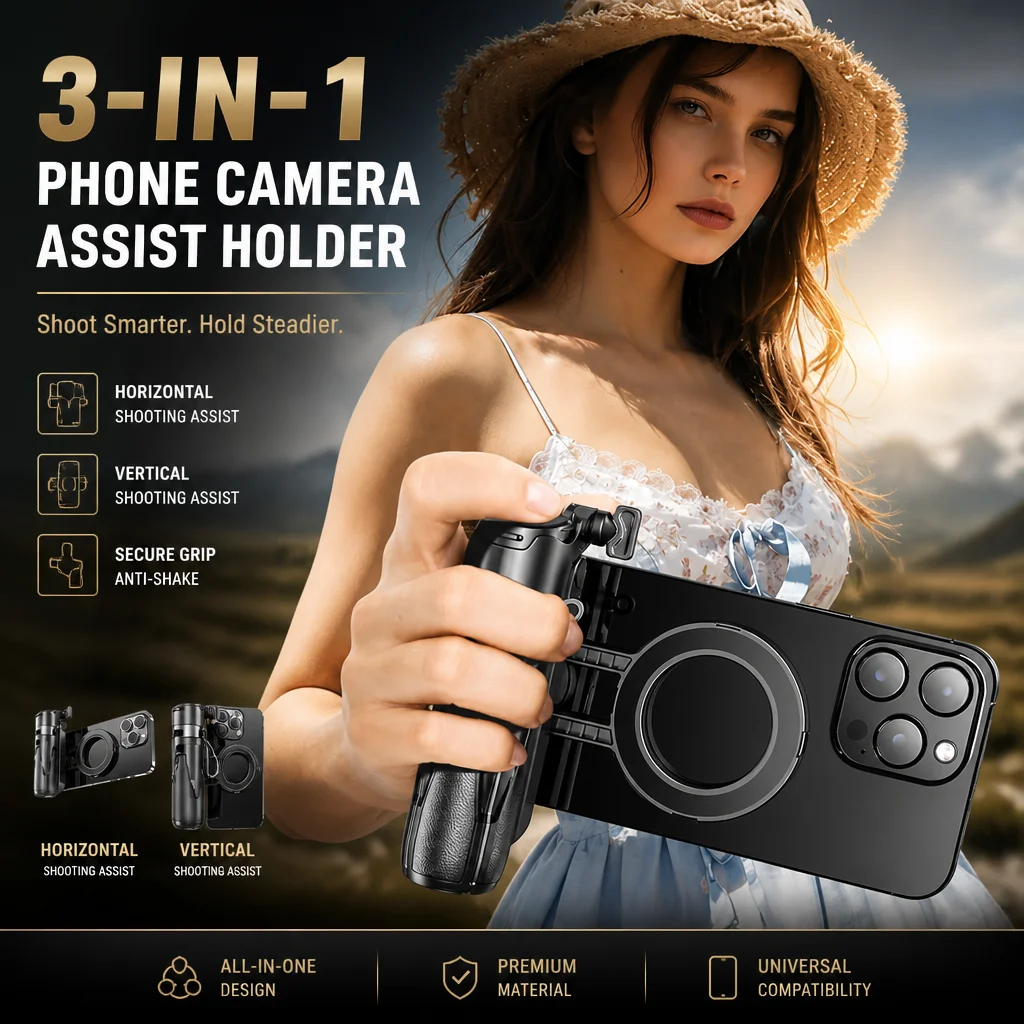 3‑in‑1 Magnetic Phone Tripod Selfie Stick, Portable Foldable Phone Camera Assist Holder, Zinc Alloy Kickstand
3‑in‑1 Magnetic Phone Tripod Selfie Stick, Portable Foldable Phone Camera Assist Holder, Zinc Alloy Kickstand