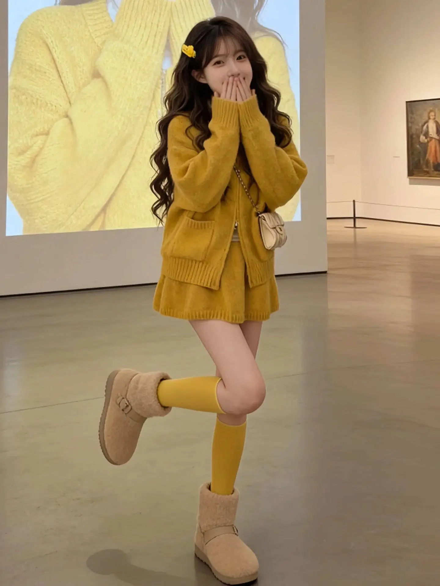 Yellow Knitted Sweater And Skirt Set Women's Autumn Winter Fashion Korean Style Whole Set Warm Comfortable Regular Fit
Yellow Knitted Sweater And Skirt Set Women's Autumn Winter Fashion Korean Style Whole Set Warm Comfortable Regular Fit