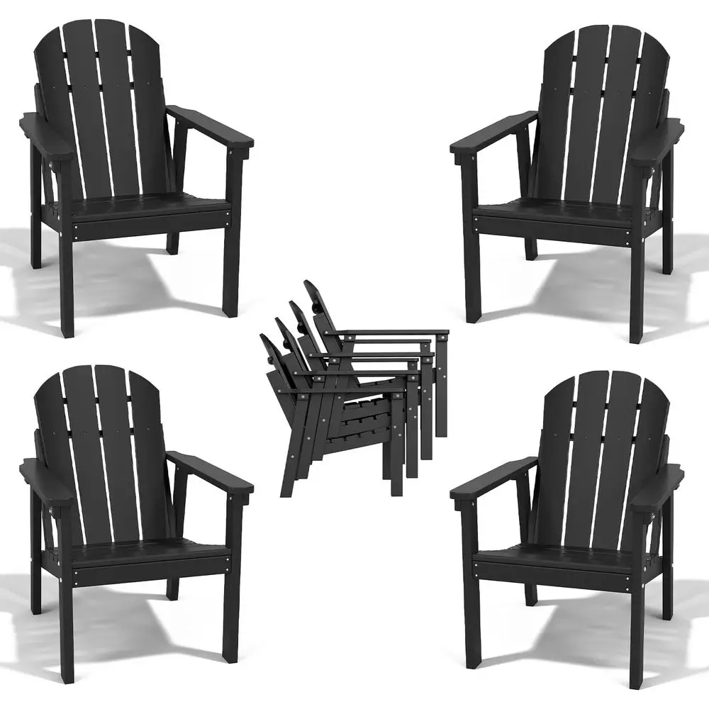 Oversized All-Weather HDPE Outdoor Adirondack Chair Set of 4 for Patio, Deck, Backyard, and Poolside in Black
Oversized All-Weather HDPE Outdoor Adirondack Chair Set of 4 for Patio, Deck, Backyard, and Poolside in Black