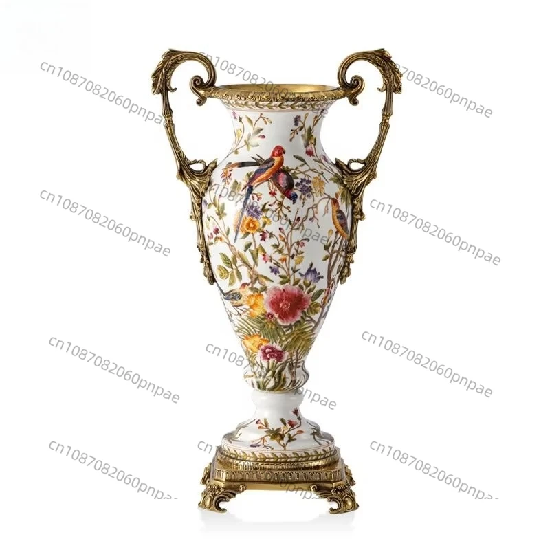 European home decoration living room porch ceramic with copper vase decoration antique hand-painted storage tank
European home decoration living room porch ceramic with copper vase decoration antique hand-painted storage tank