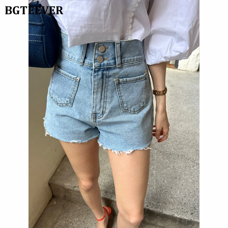BGTEEVER Korean-style Two-button Denim Shorts Women High Waisted Raw Hem Shorts Jeans Summer
BGTEEVER Korean-style Two-button Denim Shorts Women High Waisted Raw Hem Shorts Jeans Summer
