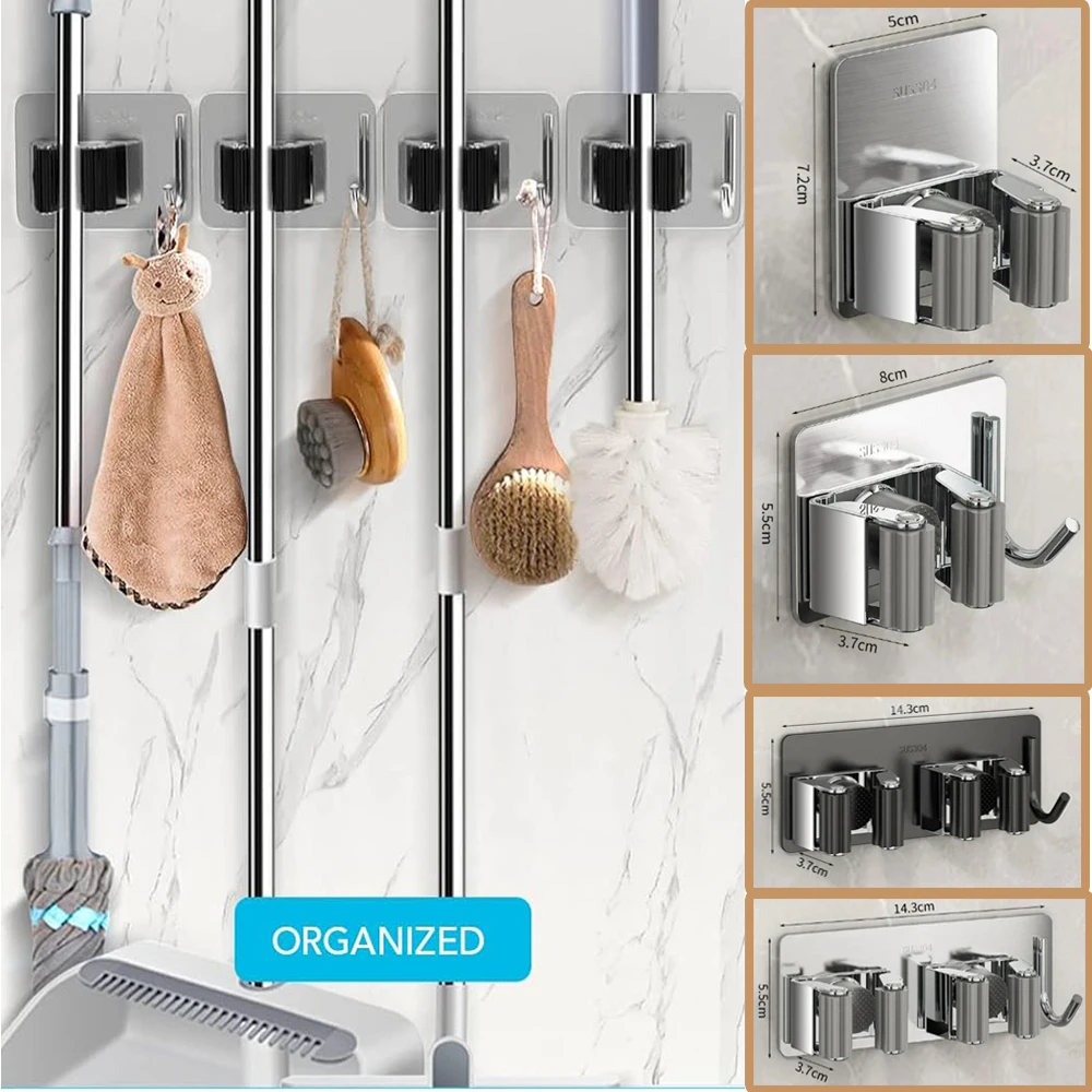 Broom Mop Stainless Wall Mount Holder Self Adhesive Tape,Brush Broom Gripper Holds,Kitchen Garage Bathroom Tool Rack No Drilling
Broom Mop Stainless Wall Mount Holder Self Adhesive Tape,Brush Broom Gripper Holds,Kitchen Garage Bathroom Tool Rack No Drilling