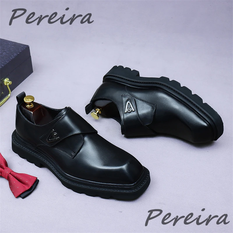 Men Thick Soled Cowhide Formal Shoes Square Toe Buckle Height Increasing Business Dress Shoes British Handmade Genuine Leather
Men Thick Soled Cowhide Formal Shoes Square Toe Buckle Height Increasing Business Dress Shoes British Handmade Genuine Leather