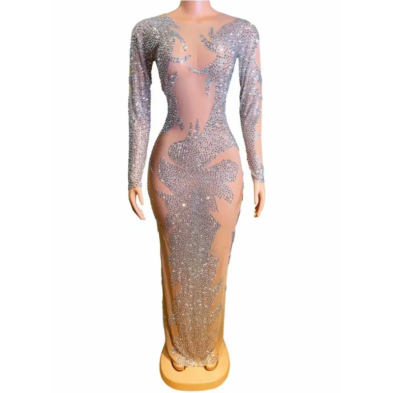 Sexy Stretch Mesh Transparent Photo Shoot Wear Stage Costume Sparkly Crystals Diamond Evening Prom Party Birthday Long Dress
Sexy Stretch Mesh Transparent Photo Shoot Wear Stage Costume Sparkly Crystals Diamond Evening Prom Party Birthday Long Dress
