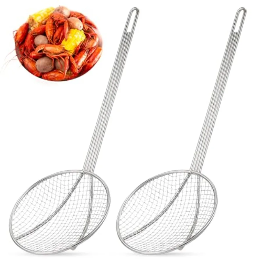 2 Pcs Stainl Steel Skimmer Round Plated Wire Strainer Fryer Spoon Mesh Stirring with Long Handle for Kitchen Fried Food Cooking
2 Pcs Stainl Steel Skimmer Round Plated Wire Strainer Fryer Spoon Mesh Stirring with Long Handle for Kitchen Fried Food Cooking