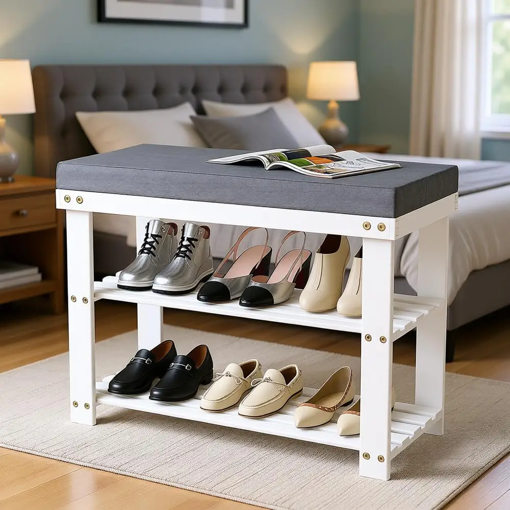 Скамейка для хранения обуви с подушкой - 3-ярусная бамбуковая полка для прихожей, коридора, спальни, гостиной
Скамейка для хранения обуви с подушкой - 3-ярусная бамбуковая полка для прихожей, коридора, спальни, гостиной