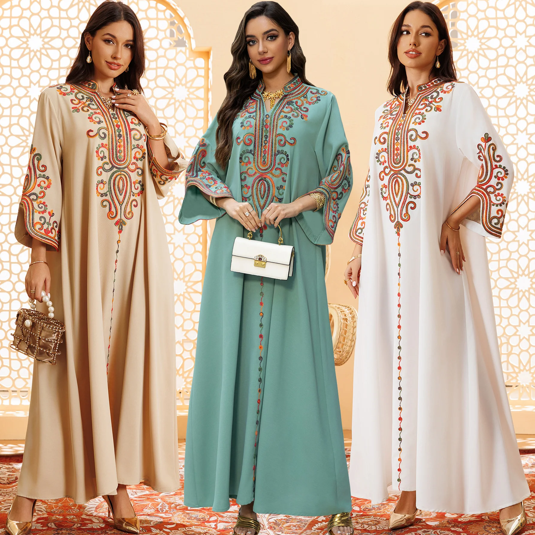 Ramadan Jalabiya Dress Traditional Arabic Robe, Evening Event Party Thread Embroidery Dubai Islamic Clothing Muslim Kaftan Abaya
Ramadan Jalabiya Dress Traditional Arabic Robe, Evening Event Party Thread Embroidery Dubai Islamic Clothing Muslim Kaftan Abaya