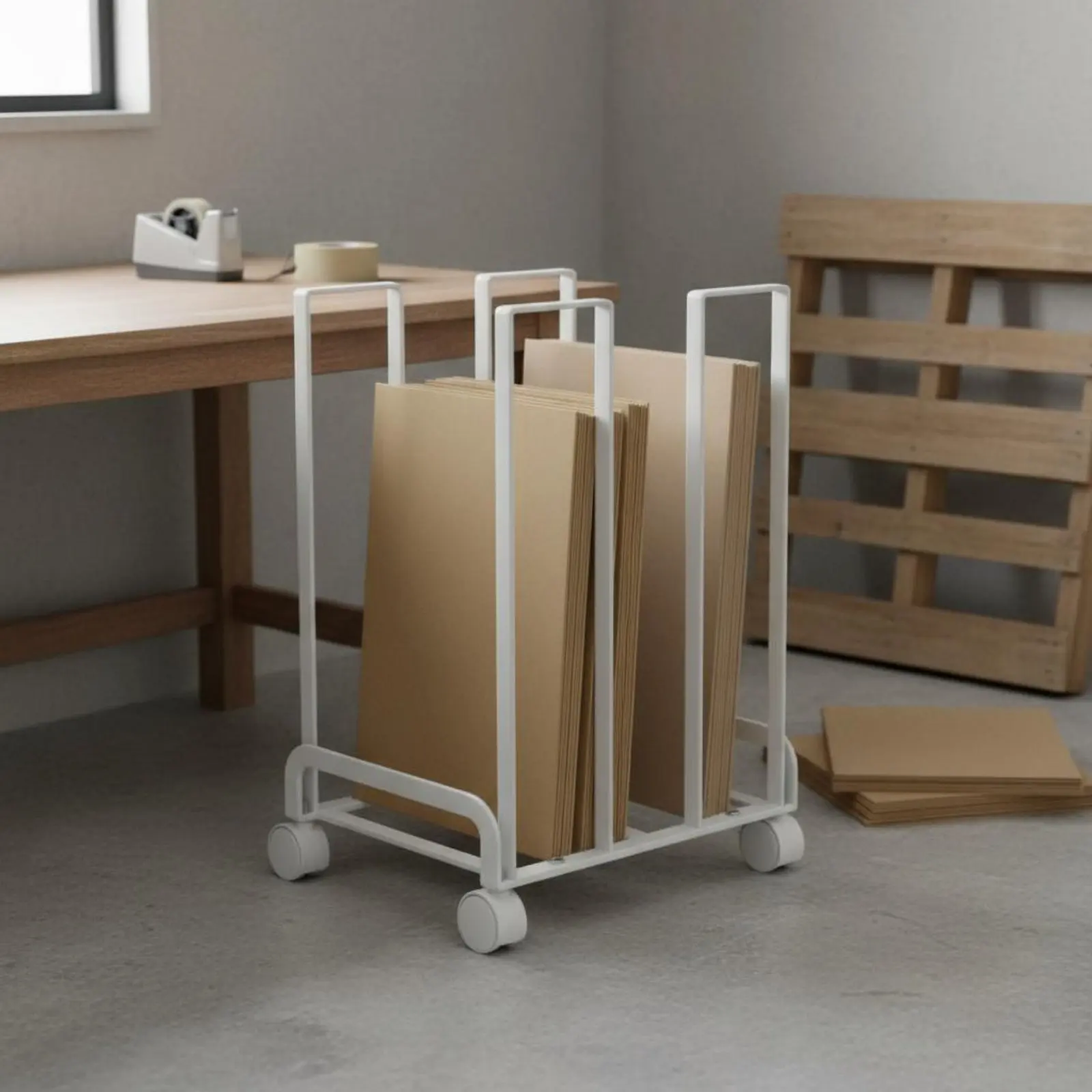 Mobile Cardboard Organizer Japanese Design Cardboard Box Storage Rack Rolling Carton Holder Sturdy Metal Construction for Office
Mobile Cardboard Organizer Japanese Design Cardboard Box Storage Rack Rolling Carton Holder Sturdy Metal Construction for Office