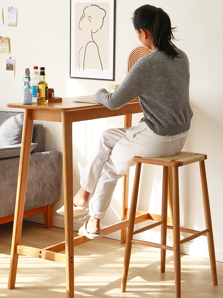 Cherry wood solid wood bar table and chair combination partition household balcony table open kitchen long strip tall window
Cherry wood solid wood bar table and chair combination partition household balcony table open kitchen long strip tall window