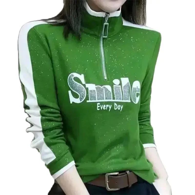 Autumn Winter Plus Velvet Bottoming Shirt Female Design Letter Fashion Long-Sleeved Sweater Padded Warm Zipper Pullover Tops
Autumn Winter Plus Velvet Bottoming Shirt Female Design Letter Fashion Long-Sleeved Sweater Padded Warm Zipper Pullover Tops