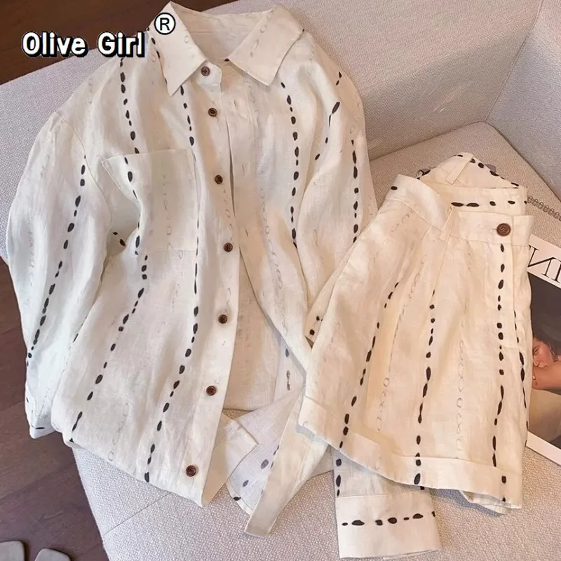 Olivegirl 2026 Retro Casual Stripe Set Summer Loose Versatile Thin Long Sleeve Shirt High Waist Shorts Women's Two Piece Set
Olivegirl 2026 Retro Casual Stripe Set Summer Loose Versatile Thin Long Sleeve Shirt High Waist Shorts Women's Two Piece Set