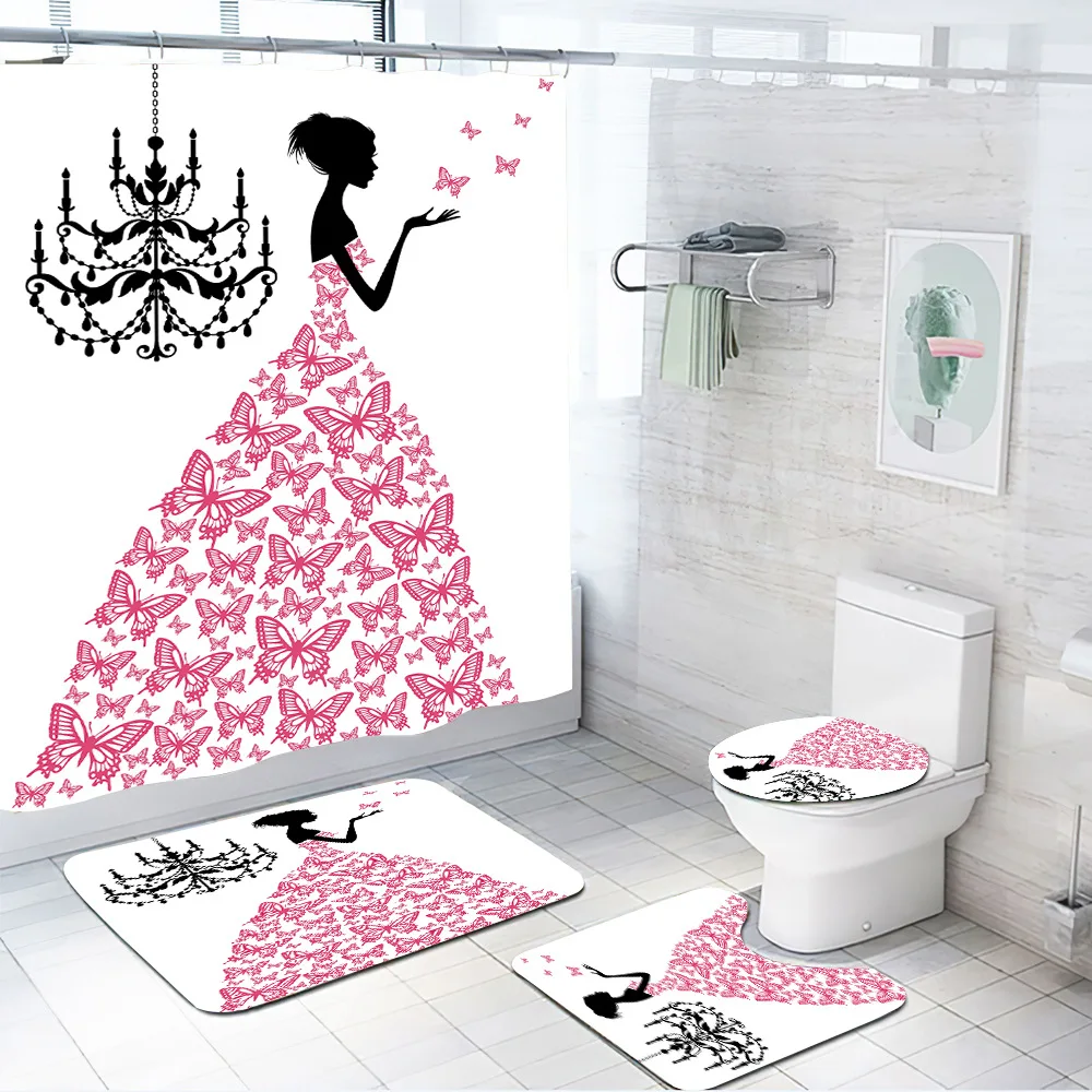 4PCS/Set Flowers Girls Print Shower Curtain Toilet Carpet Bathroom Anti-Slip Mats Waterproof Curtain Home Decoration Supplies
4PCS/Set Flowers Girls Print Shower Curtain Toilet Carpet Bathroom Anti-Slip Mats Waterproof Curtain Home Decoration Supplies