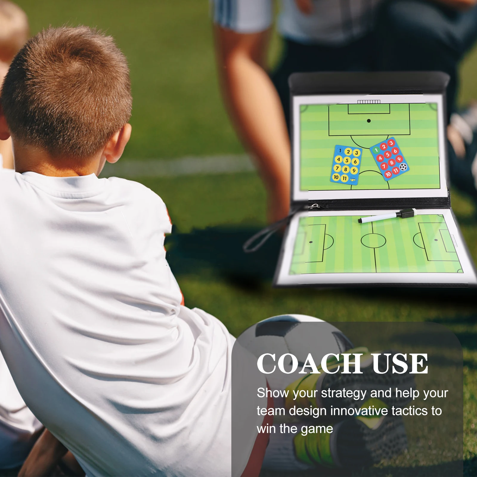 Three-Fold PVC Tactical Board Football Training Tool Reusable Strategy Planner Match Organizer for Sports Team
Three-Fold PVC Tactical Board Football Training Tool Reusable Strategy Planner Match Organizer for Sports Team