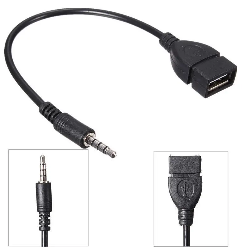 Переходник 3,5 мм jack (штекер)/USB 2.0 (разъем), Для разъема MP3 проигрывателя для автомобиля
Переходник 3,5 мм jack (штекер)/USB 2.0 (разъем), Для разъема MP3 проигрывателя для автомобиля