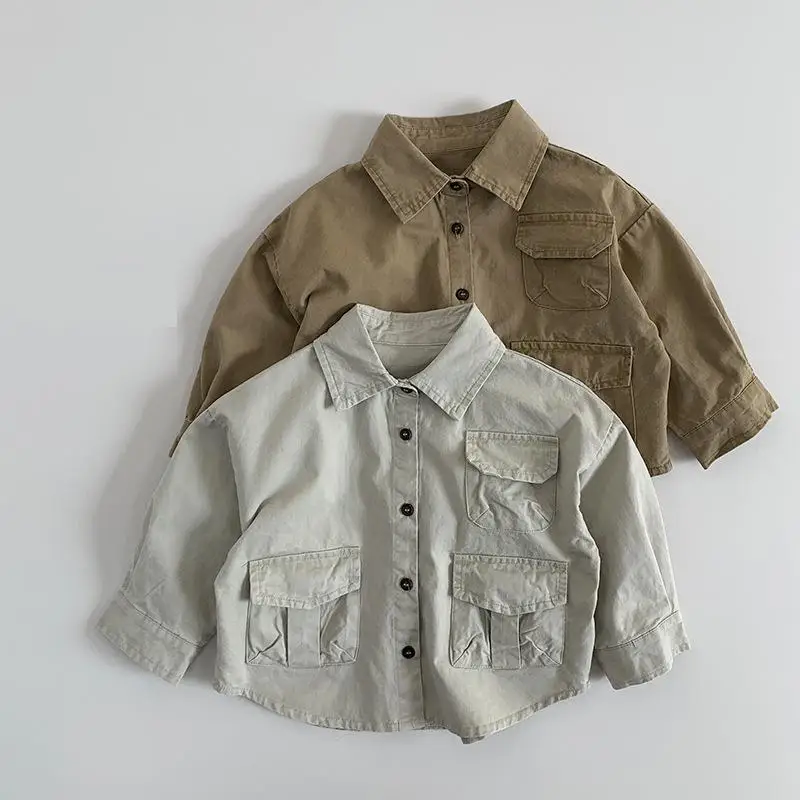 Spring New Children Long Sleeve Shirts Cotton Baby Girls Solid Loose Tops Toddler Boys Lapel Cargo Shirts Coat Kids Clothes
Spring New Children Long Sleeve Shirts Cotton Baby Girls Solid Loose Tops Toddler Boys Lapel Cargo Shirts Coat Kids Clothes